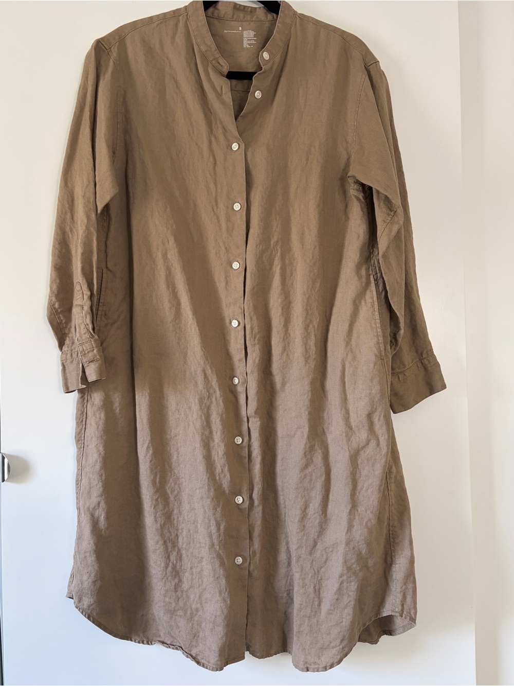 Muji Brown Linen Maxi Shirt Dress